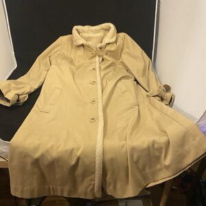 CLEARANCE Vintage Bonders Coat Women Cloth Faux Fur Lined Trench 70's  L/XL